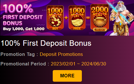 100% first deposit bonus