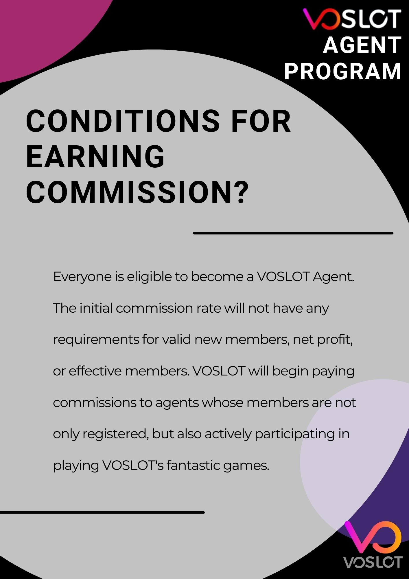 conditions for earning commission